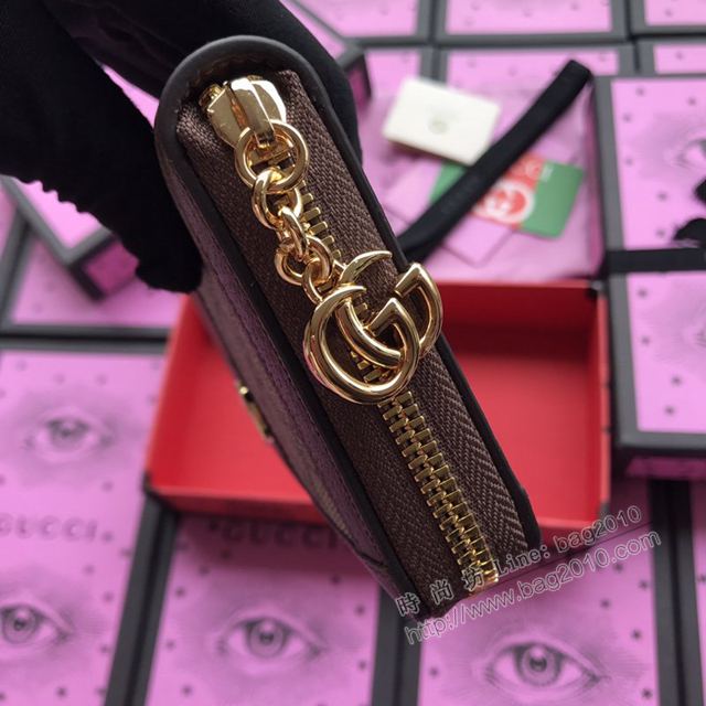 Gucci包 古馳錢包 523154啡pvc Supreme高級人造帆布 條紋織帶 原單Ophidia系列拉鏈錢包  gudj1052